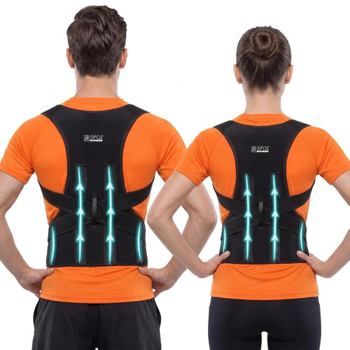 Sifoz Free Size Posture Corrector for Men & Women | Breathable Back & Shoulder Support Belt | Helps Improve Posture & Reduce Back Pain (Black)