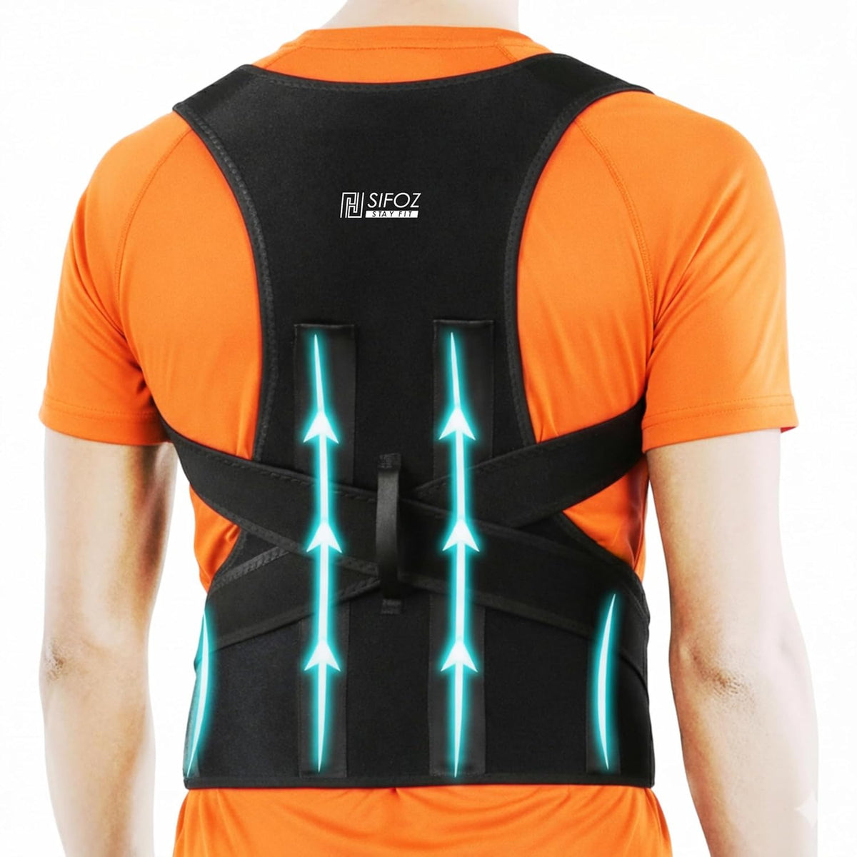 Sifoz Free Size Posture Corrector for Men & Women | Breathable Back & Shoulder Support Belt | Helps Improve Posture & Reduce Back Pain (Black)