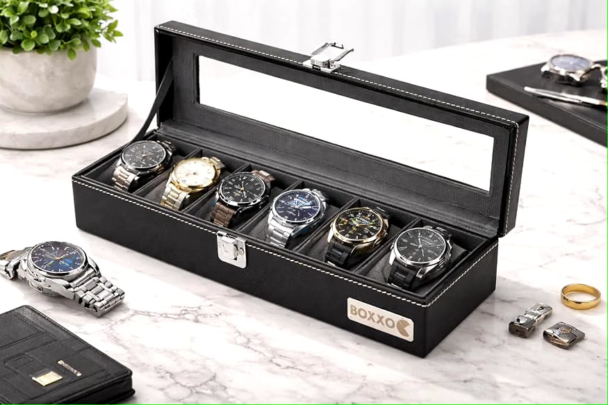 Premium 6-Slot Watch Organizer & Collector Storage Box