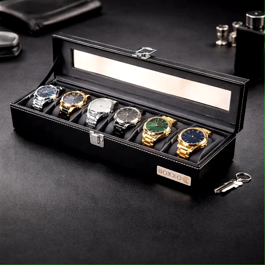 Premium 6-Slot Watch Organizer & Collector Storage Box
