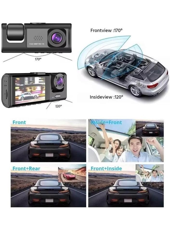 Dual Dash Camera for Car – Front & Rear HD Driving Recorder with LCD Screen, Night Vision & Loop Recording