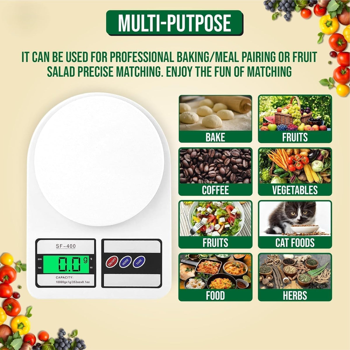 Digital Kitchen Weighing Scale – 10KG High-Precision Food Scale with LCD Display & Tare Function