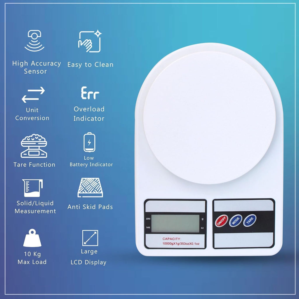 Digital Kitchen Weighing Scale – 10KG High-Precision Food Scale with LCD Display & Tare Function