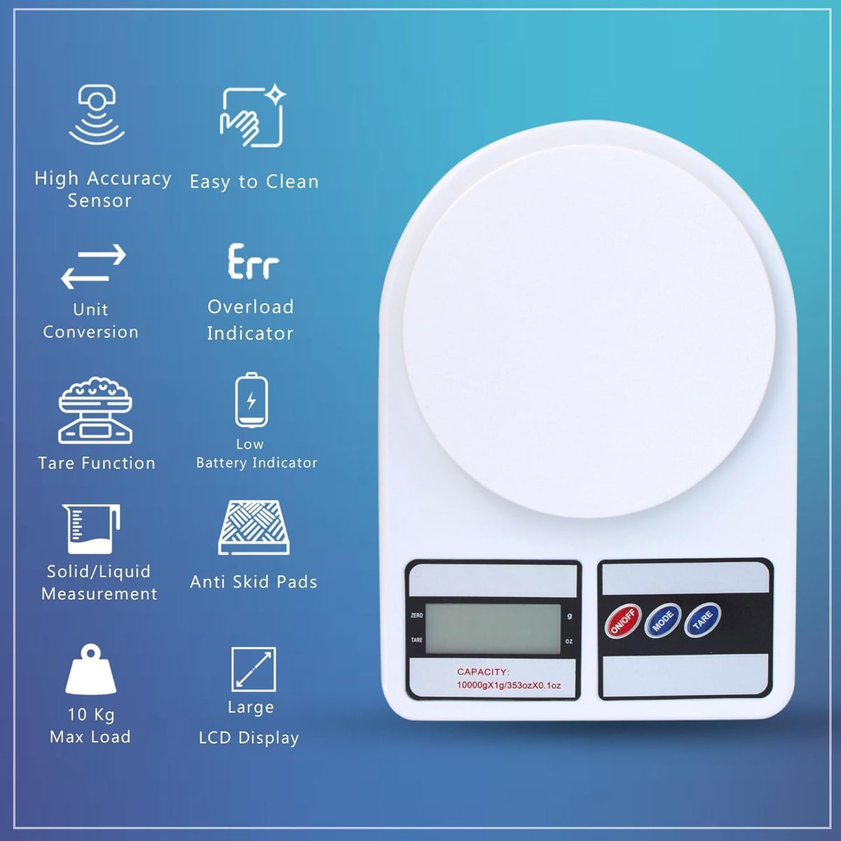 Digital Kitchen Weighing Scale – 10KG High-Precision Food Scale with LCD Display & Tare Function