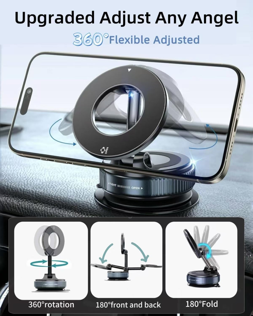 Magnetic 360° Phone Holder – Strong Grip, One-Hand Mount