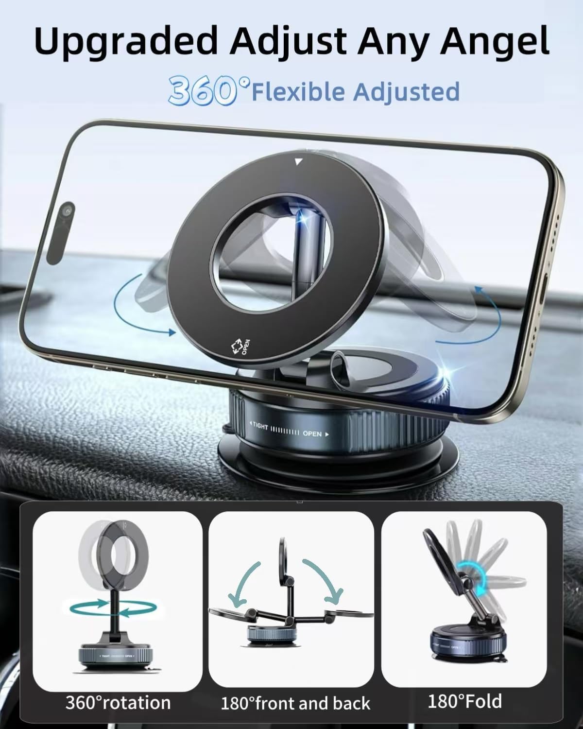 Magnetic 360° Phone Holder – Strong Grip, One-Hand Mount