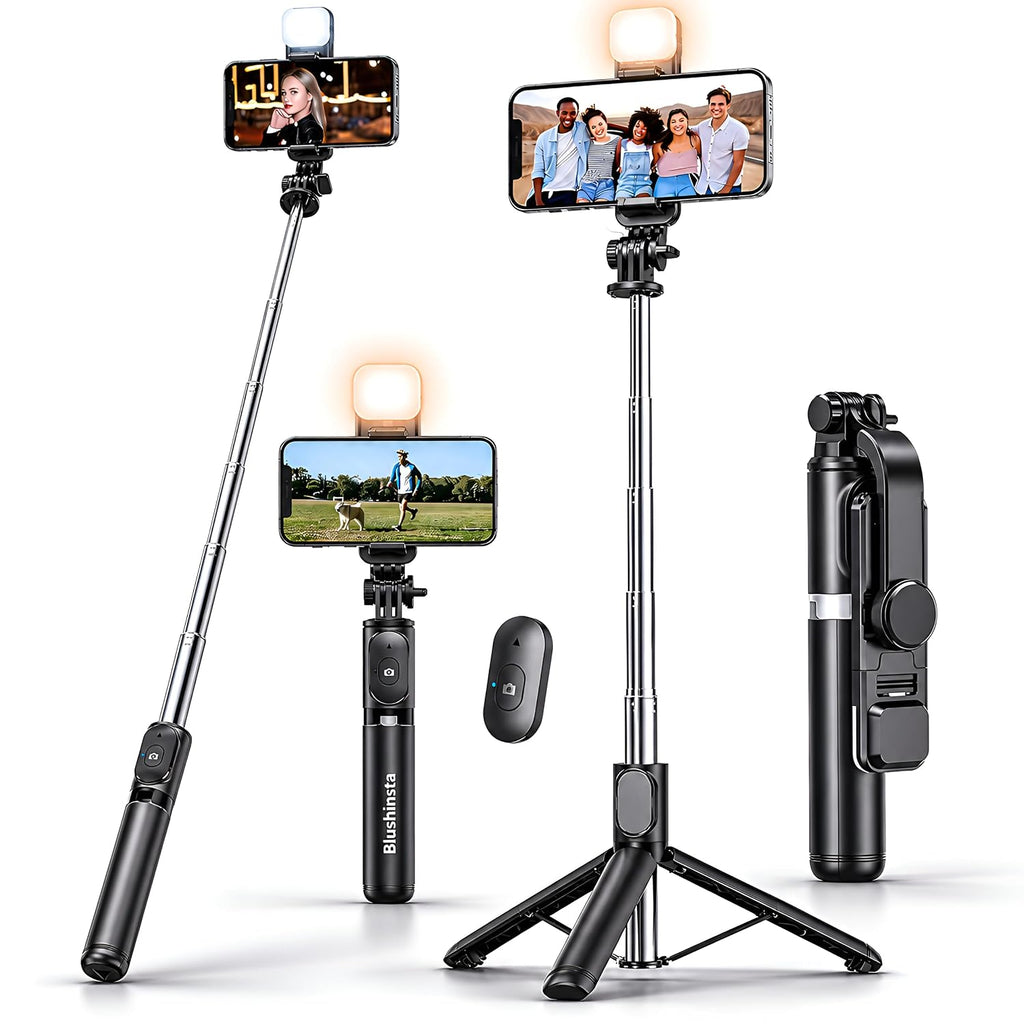 3-in-1 Smart Vlogging Tripod Selfie Stick with Bluetooth Remote & LED Fill Light