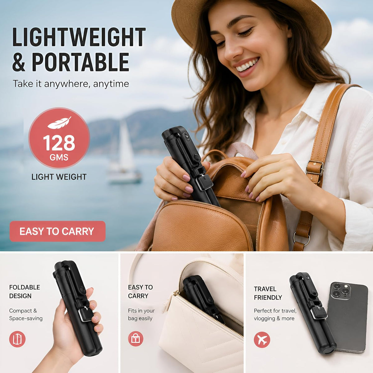 3-in-1 Smart Vlogging Tripod Selfie Stick with Bluetooth Remote & LED Fill Light