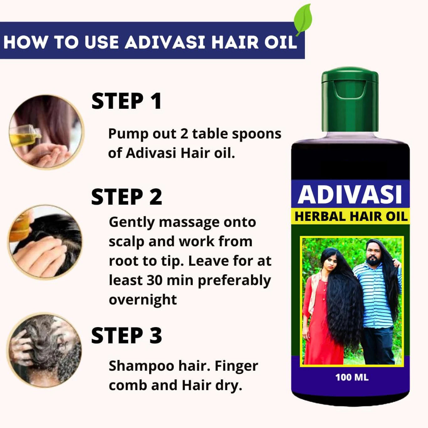 Premium Adivasi Herbal Hair Oil | Natural Hair Care for Strong, Healthy-Looking Hair (100ml)