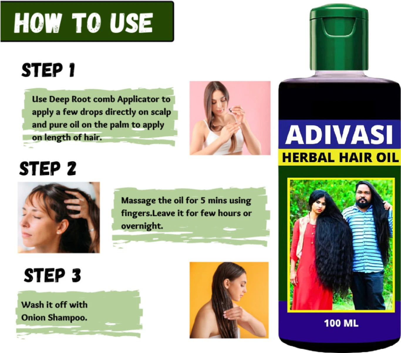 Premium Adivasi Herbal Hair Oil | Natural Hair Care for Strong, Healthy-Looking Hair (100ml)