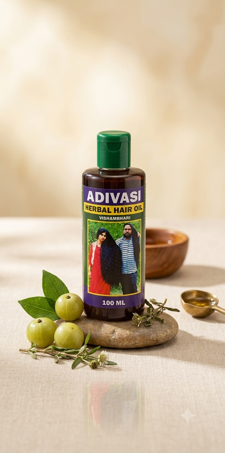 Premium Adivasi Herbal Hair Oil | Natural Hair Care for Strong, Healthy-Looking Hair (100ml)